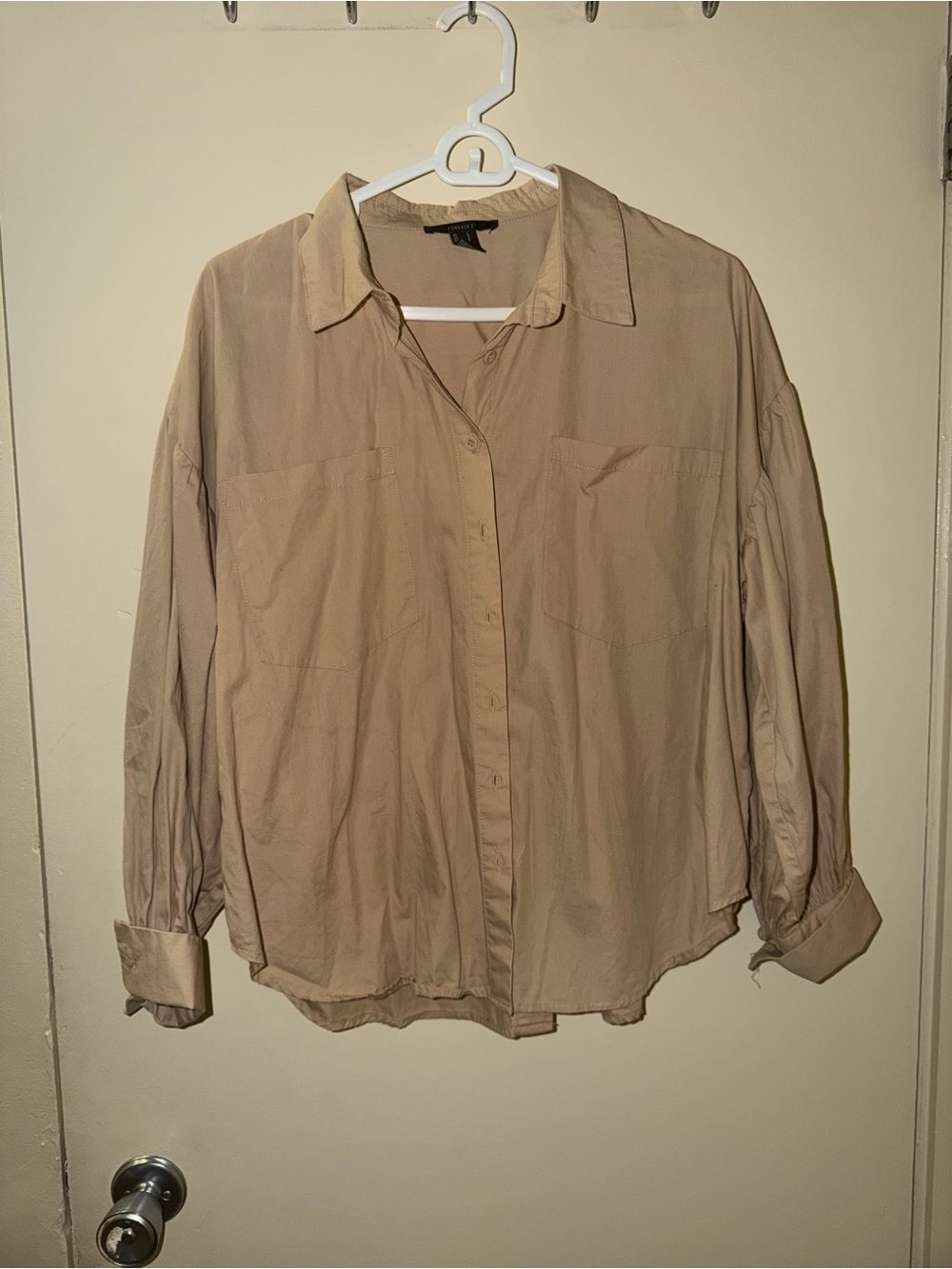Forever 21 Beige Men's Long-Sleeve Button-Down Shirt